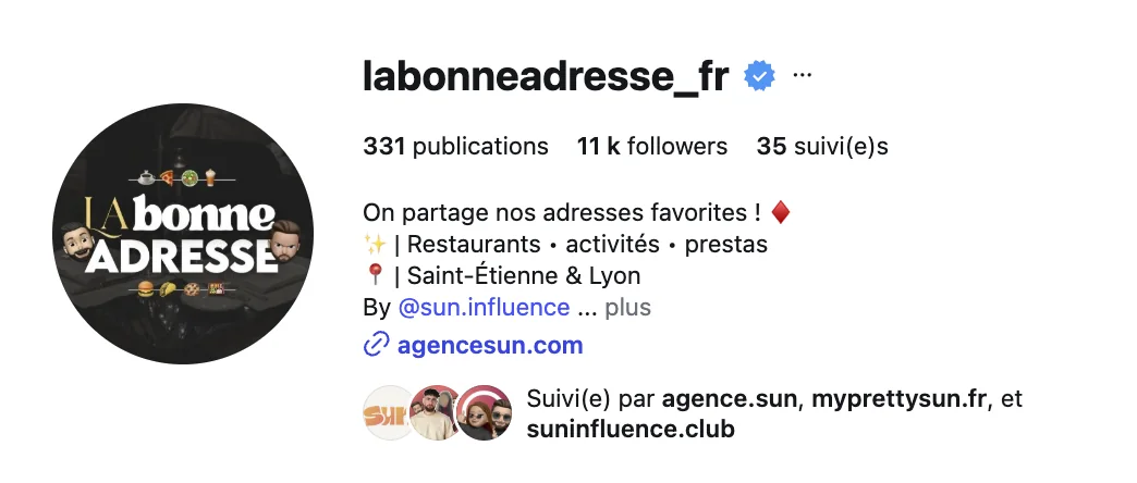 Profil Instagram La Bonne Adresse · 11k abonnés