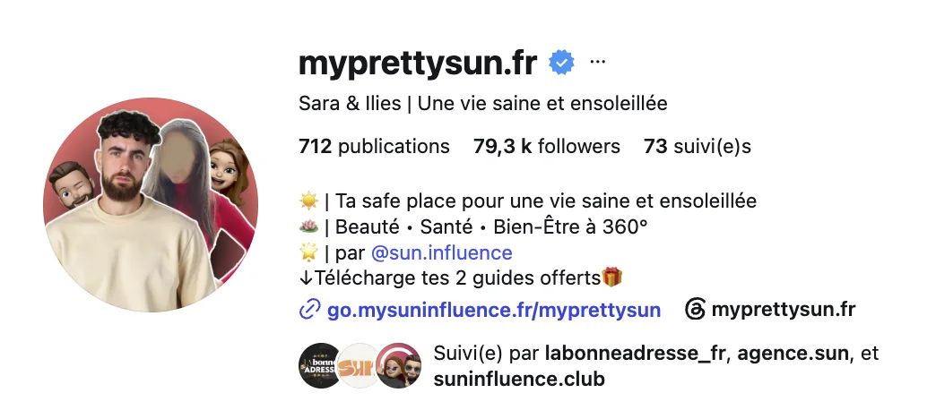 Profil Instagram My Pretty Sun · 79,3k abonnés